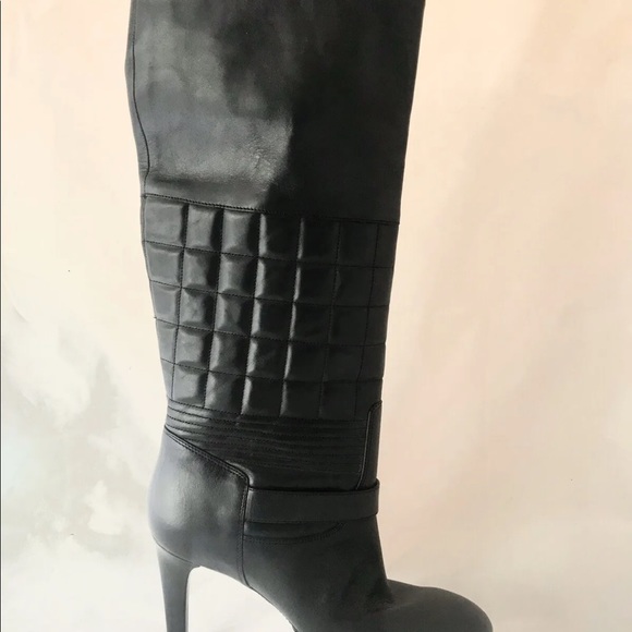 Rockport Women’s Platform Heel Knee High Boot Black Quilted Leather 9 - Picture 5 of 13